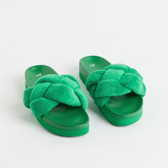 H&M Shoes - H&M green braided slides sandals